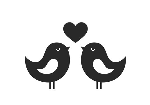 love birds with heart. love symbol. valentines and love symbol. isolated vector image