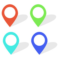 Set of map pointers. Vector illustration.