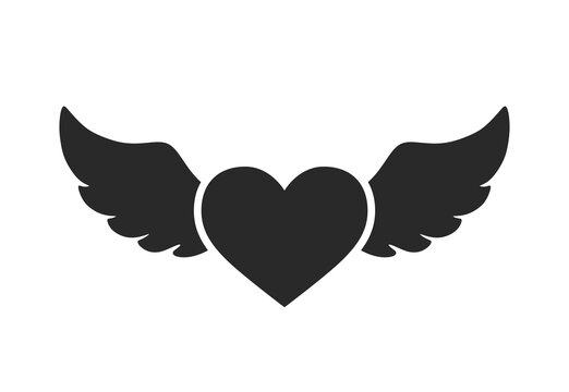 heart with wings icon. valentines and love symbol. isolated vector image