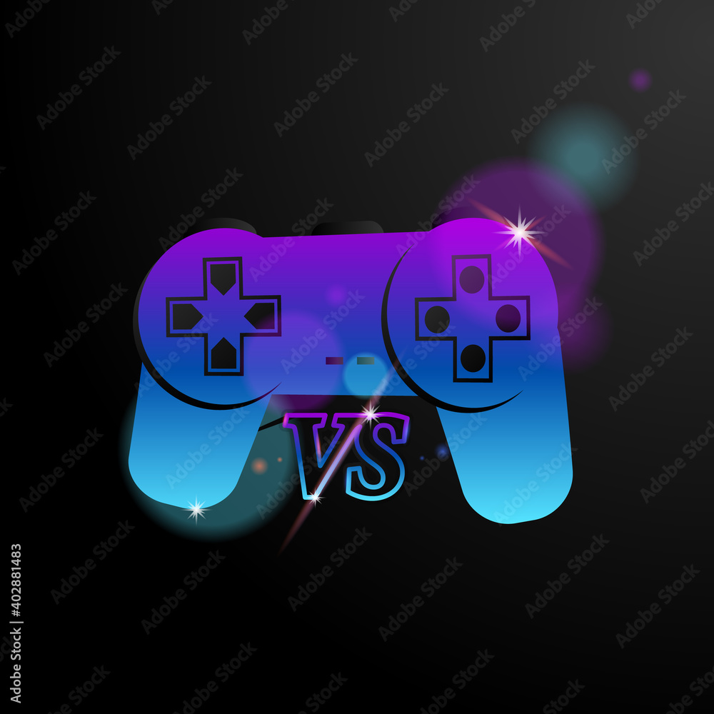 Poster joystick with versus design vector on black background
