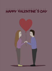 Valentine's day card in love with a balloon in his hands