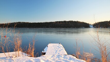 Winter fjord about to freeze