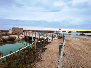 Wooden house Bird observatory at sunset