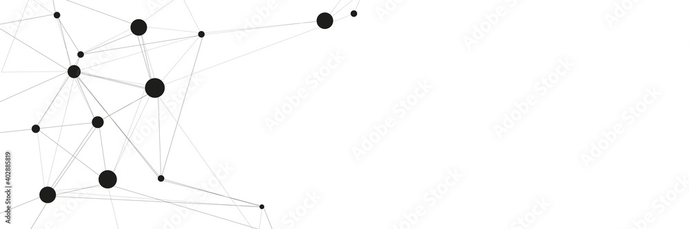 Poster abstract polygonal with connecting dots and lines.