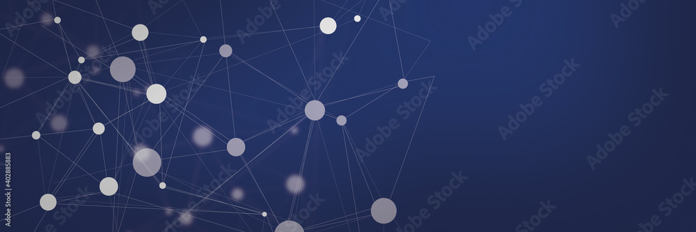 Poster abstract polygonal with connecting dots and lines.