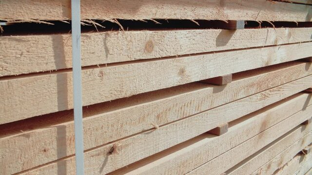 Timber warehouse, neatly folded timber at the sawmill warehouse, timber warehouse.
