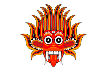 Sri Lankan Dancing Devil mask isolated on white background vector drawing