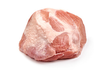 Raw pork ham, pork meat, isolated on white background