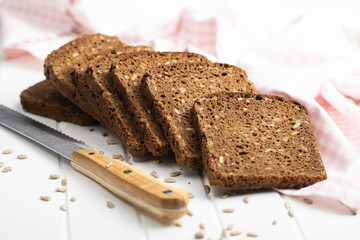Fototapeta na wymiar Dieting cereal bread with sunflower seeds