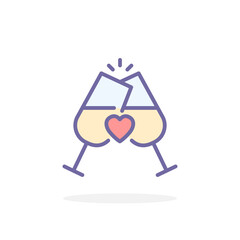 Champagne glasses icon in filled outline style.