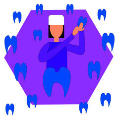 vector illustrations dentistry, dentist, dentist doctor, teeth, treatment, health, fashionable profession dentist illustration, illustration for notepad, illustration for passport cover, image for pri