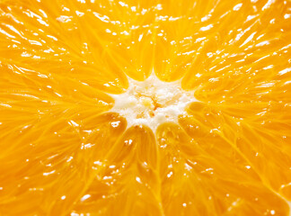 Fresh orange background. Sliced orange close-up shot. Macro image of ripe orange, small depth of...