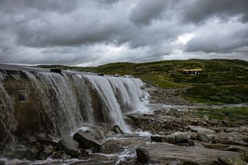 Dam wall from the Ørteren lake near Geilo