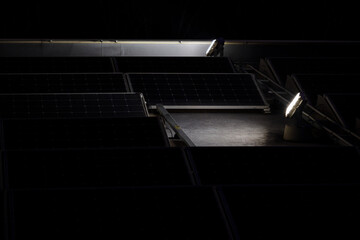 LED light panel on the roof of the solar panels.