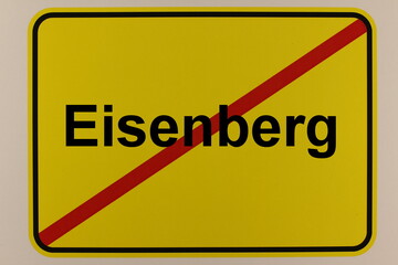 Illustration eines Stadtausgangsschildes der Stadt Eisenberg