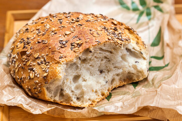 loaf of bread with grains. Not a whole piece