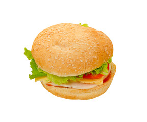 Burger hamburger food on white background isolation