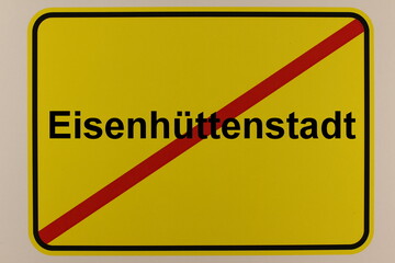 Illustration eines Stadteingangsschildes der Stadt Eisenhüttenstadt
