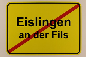 Illustration eines Stadtausgangsschildes der Stadt Eislingen an der Fils