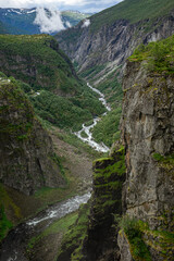 Valley from the Vøringsfossen with a river in Norway
