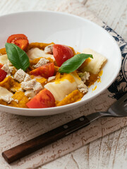 Ravioli with Vegan Cheesey Pumpkin Sauce