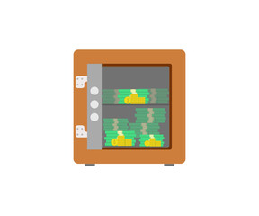 Fototapeta premium Metal bank safe vector icon in a flat style. Vector illustration.