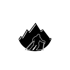 Downhill skiing icon isolated on white background