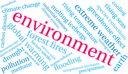 Environment Word Cloud on a white background. 