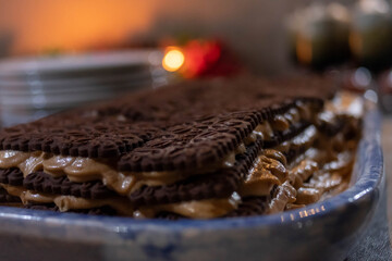 chocolate cake with coffee beans chocotorta