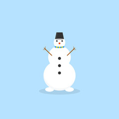 Snowy snowman. Vector illustration.