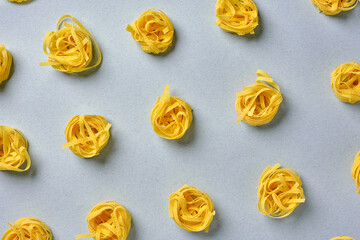 Top view many pieces of natural noodles