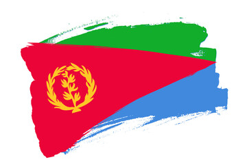 Flag of the State of Eritrea.Eritrea banner brush concept. Horizontal vector Illustration isolated on white background.