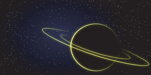 A neon illstration of Saturn