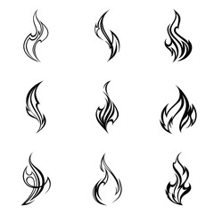 Fire flame set. Vector illustration. Element for design.