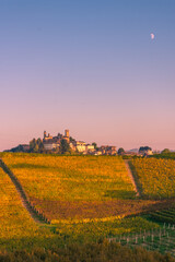 Fototapeta premium Amazing autumnal landscape in the Langhe, famous vineyard area in Piedmont Italy