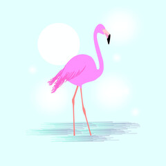 Pink flamingo. Flat illustration. Flamingo icon. Big bird