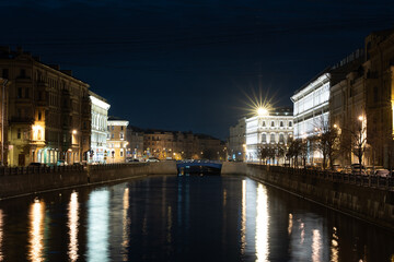 Night City Lights From Cars Canal