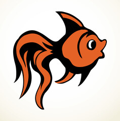 Golden fish. Vector drawing icon