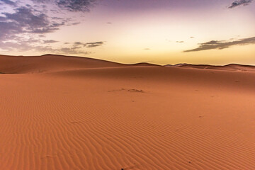 Dawn in the dunes of the Erg Chebbi, Sahara Desert, Morocco