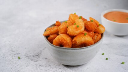 Bang bang Shrimp - batter fried crispy shrimp appetizer, selective focus