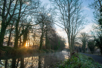Obraz premium Foggy Sunrise at Irish Canal