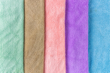 Colorful with pile fabrics in assortment.  Concept: material, fabric, manufacturing, garment...