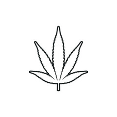 Marijuana or cannabis leaf line icon isolated on white background. Vector illustration