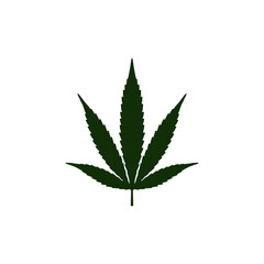 Marijuana or Cannabis leaf icon flat style isolated on white background. Vector illustration