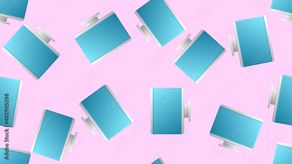 Poster endless seamless pattern of beautiful digital virtual virtual modern new flat it lcd monitors on a p