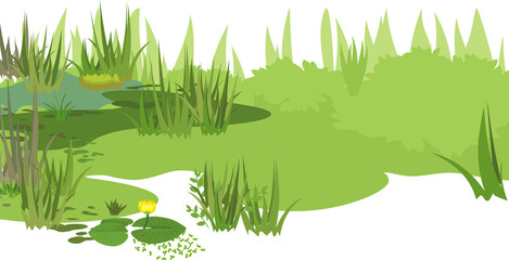 Abstract marsh landscape with green plants
