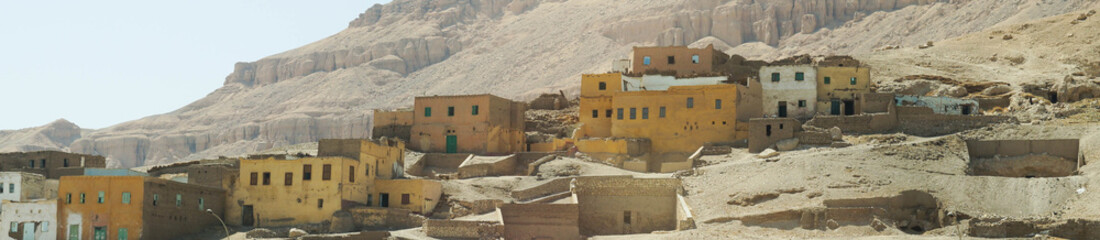 Traditional Egyptian house at Siwa oasis town. Egyption remote village house banner