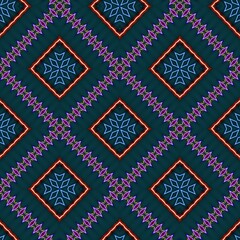 Seamless pattern with symmetric geometric ornament. 