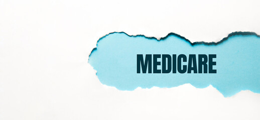 MEDICARE word made on torn papper, medical concept background