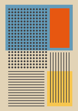 Wall decoration, vintage 20s geometric design art poster, vector template with circles and stripes, rectangles modern hipster style. Wall art. Art print.